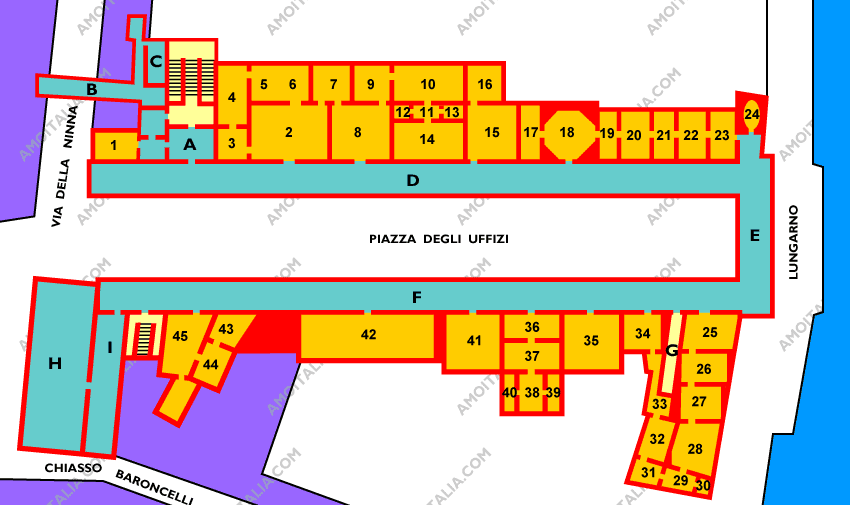 Map of The Uffizi Gallery